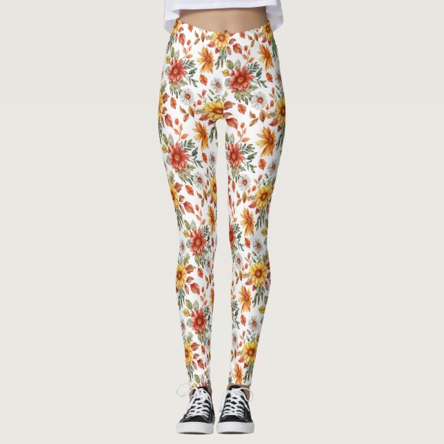 Legging Presente de aniversário | Floral com girassóis e m (Frente)