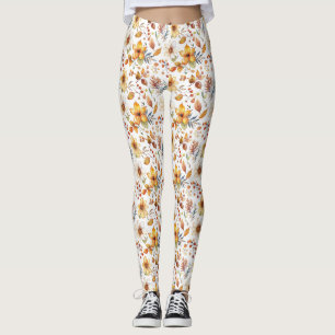 Legging Presente de Aniversário Floral Outonal Aquarela