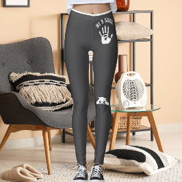 Legging Presente de Gato de Estimação Listras Cinza Branco