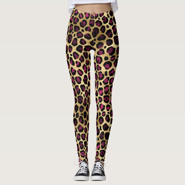 Legging Presente de Leopardo, Safari Selvagem de Gato, Hom (Frente)