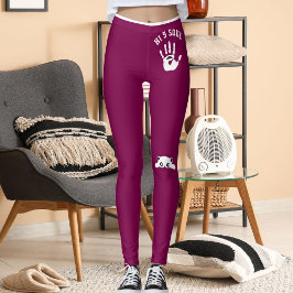 Legging Presente de Listras Brancas Vinho para Gato de Mão