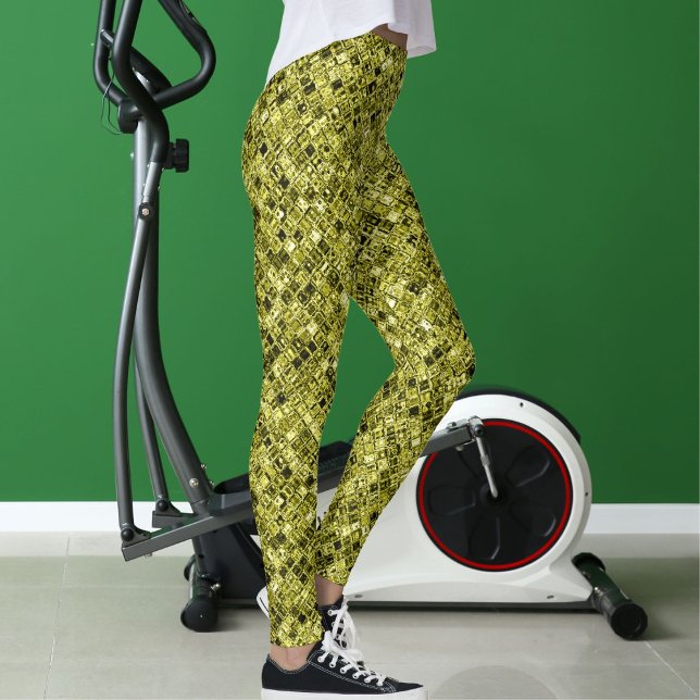 Legging Presente de Padrão de Brilho Amarelo Cinza Pastel  (Criador carregado)