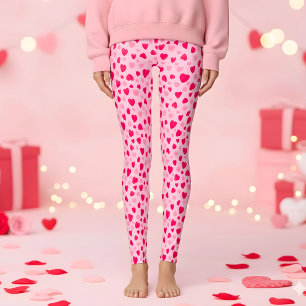 Legging Presente de São Valentim Corações em Aquarela Rosa
