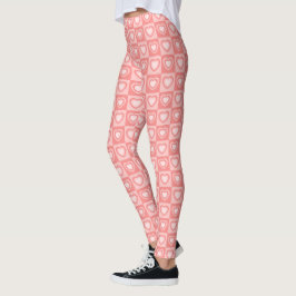 Legging Presente de São Valentim Corações Retro Rosa Pêsse