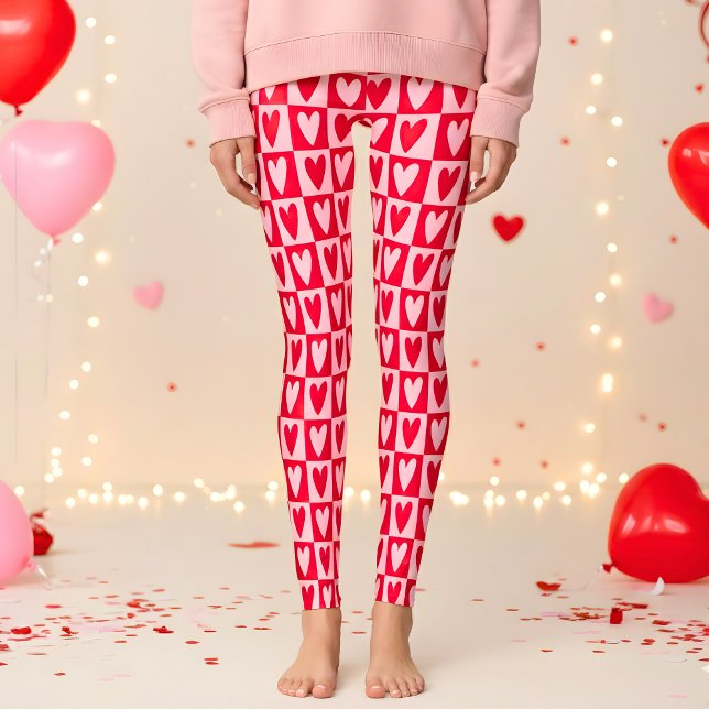 Legging Presente de São Valentim Corações Vermelhos Clássi (Criador carregado)