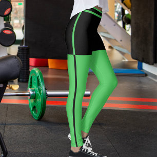 Legging Presente Personalizado com Listras Pretas e Verde 