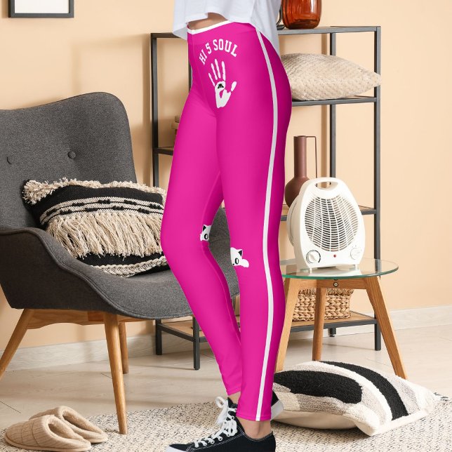 Legging Presente Personalizado de Gato com Listras Brancas (Criador carregado)