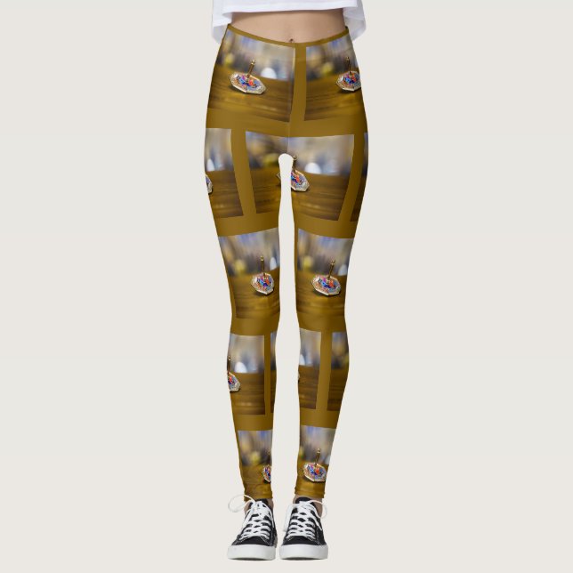 Legging Presente SlipperyJoe Hanukkah dreidel base octogon (Frente)