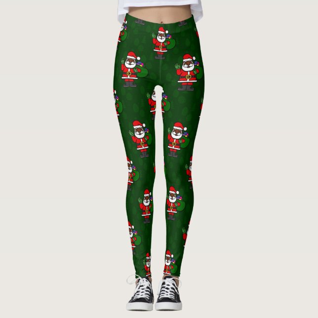 Legging presentes de natal dos papais noeis africanos (Frente)