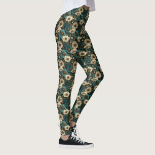 Legging Presentes de Natal Inspirados em Anêmonas Azuis Co