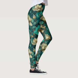 Legging Presentes Temáticos de Gardênias Florais Atléticas