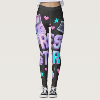 Legging Pressione Iniciar Y2K Arcade de Jogos Retro Chrome