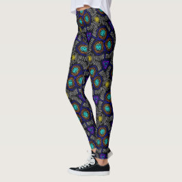 Legging Preto amarelo branco azul do design de Jimette das