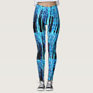 Legging preto azul da floresta da noite