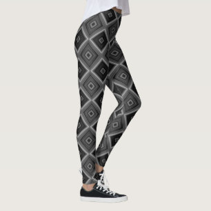 Legging Preto Branco Cinza Diamante Geométrico