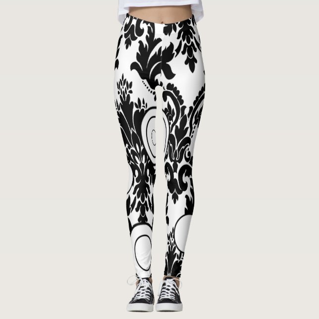 legging preto branco de manga longa estampada para (Frente)