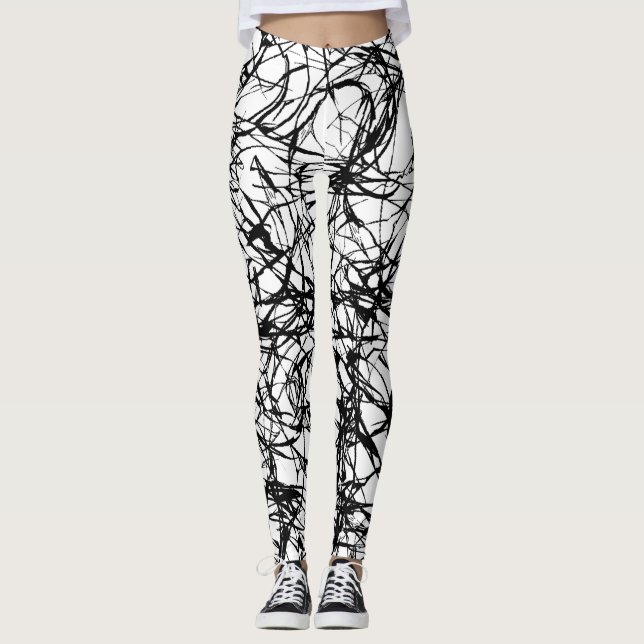 Legging Preto Branco Simples Áspero Abstrato (Frente)