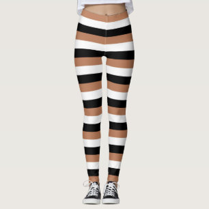 Legging Preto, Brown e listras brancas
