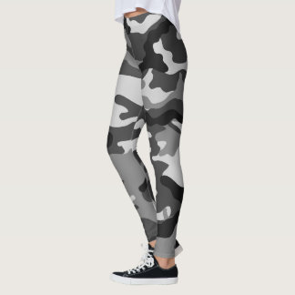 Legging Preto, camuflagem do exército de cinza, design grá