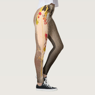 Legging Preto & caneleiras Textured prata da pena