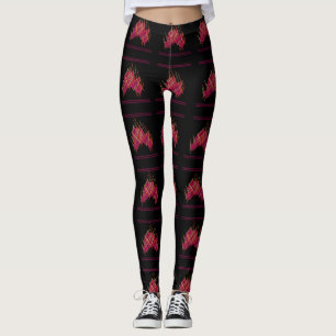 Legging Preto com padrões design de vinho de uvas