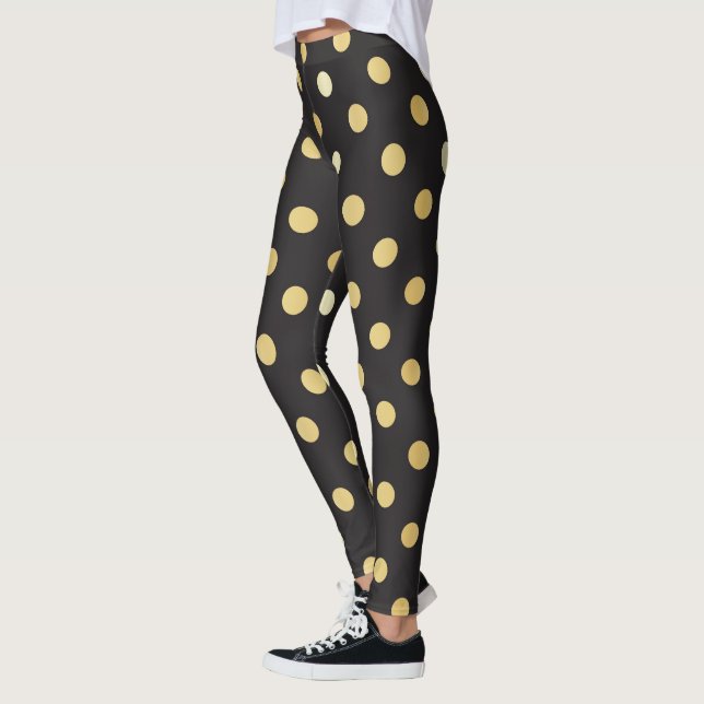 Legging Preto com pernas de padrão dourado (Esquerda)