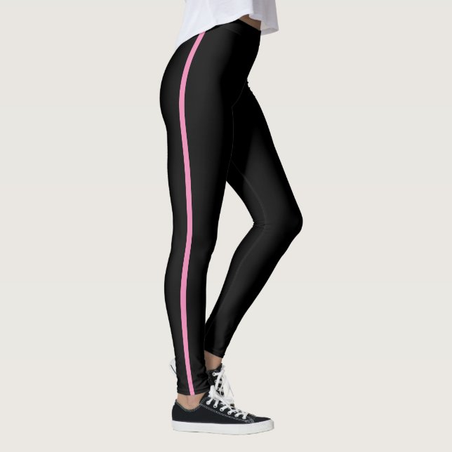 Legging Preto com Pernas de Stripe Rosa (Direita)