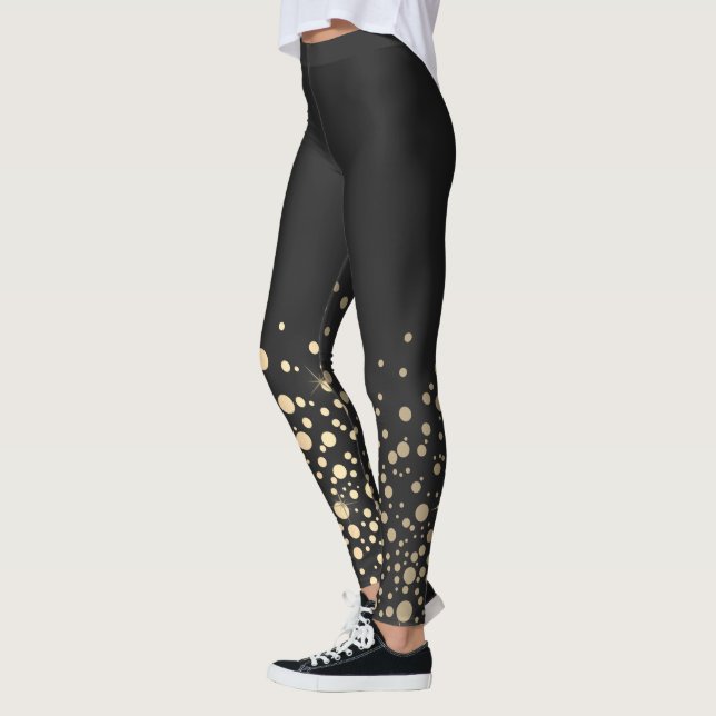 Legging Preto com pontos de Confetti Dourados (Esquerda)