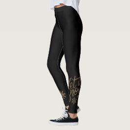 Legging Preto com tom Dourado Deixe-o nevar