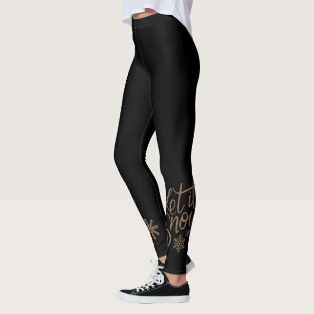 Legging Preto com tom Dourado Deixe-o nevar (Esquerda)