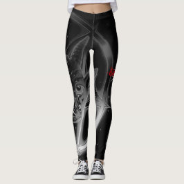 Legging preto das caneleiras do baphomet do Pentagram da
