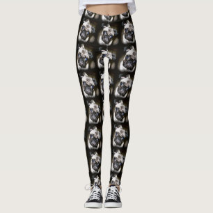 Legging preto de olhos azuis dos pugs