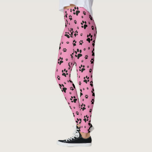 Legging Preto divertido e bonito nas impressões de pata ro