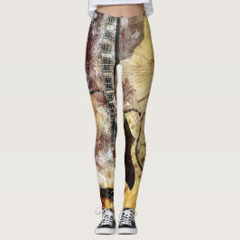 Legging Preto Dourado de Brown das caneleiras abstratas do