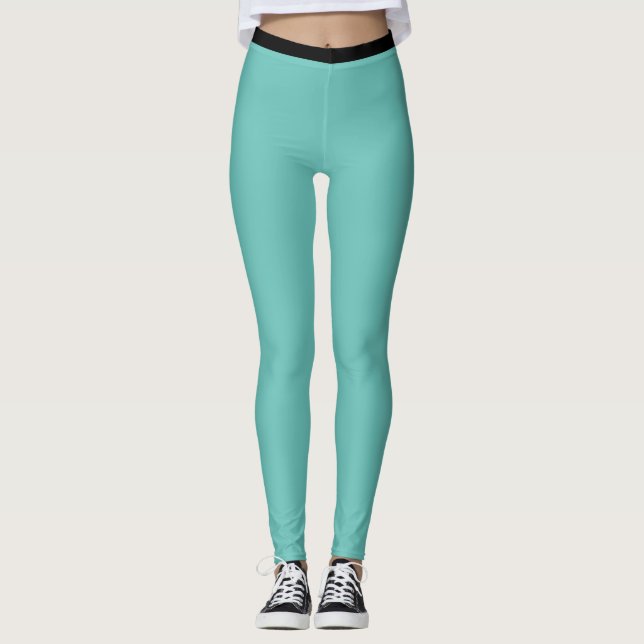 Legging Preto e Azul Turquesa Hexágono Padrão Geométrico (Frente)