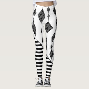 Legging Preto e branco, abstrato, geométrico, simples, Dig