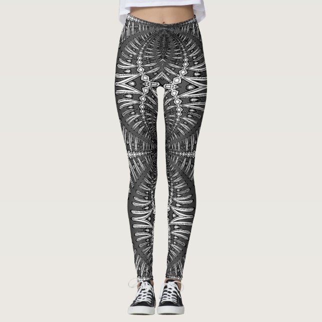 Legging Preto e branco vibrante "Ratti_Creative_Arts" (Frente)