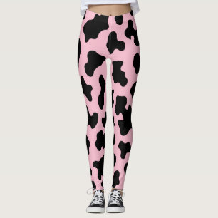 Legging Preto e Rosa Impressão em Couro de Vaca