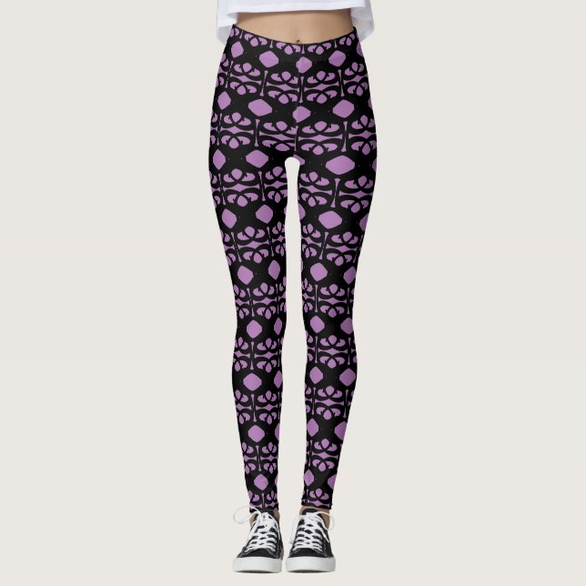 Legging Preto e Violeta Modernos (Frente)