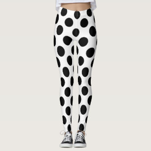 Legging Preto em Bolinhas de tamanho grande brancas