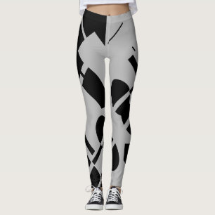 Legging Preto em Cinzas de Prata Formas Geométricas Grand