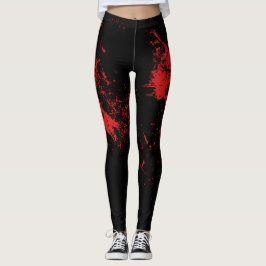 Legging Preto espirrado vermelho