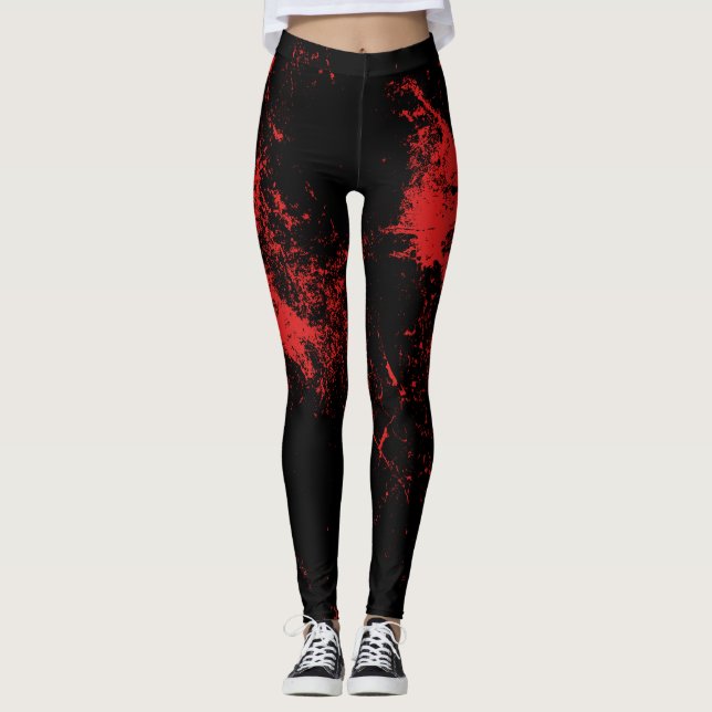 Legging Preto espirrado vermelho (Frente)