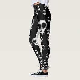 legging preto esqueleto adolescente longo