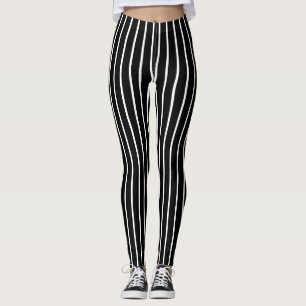 Legging Preto fino branco vertical listras modernas