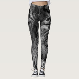 Legging Preto Fratural do Mundo alienígena e Branco