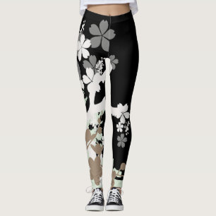 Legging Preto japonês dos Leggins de Patern B do quimono