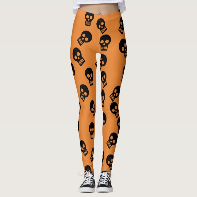 Legging Preto/laranja das caneleiras dos confetes do (Frente)