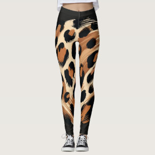 Legging Preto Marrom Creme Pintado Leopardo Estampa Animal