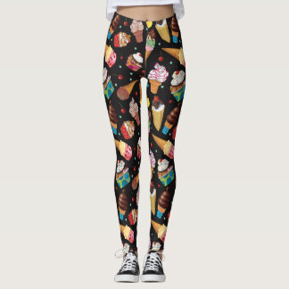 Legging Preto modelado lunático das caneleiras do sorvete